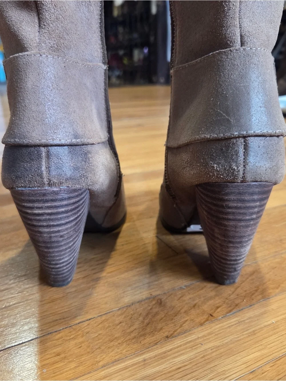 Max Studio Jasper Knee-High Suede Leather Boots in Taupe 5.5/6
